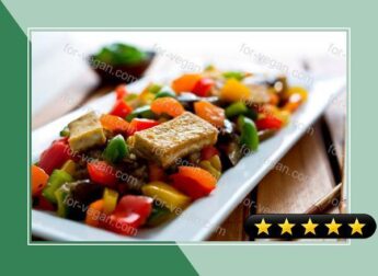Stir-Fried Rainbow Peppers, Eggplant and Tofu recipe