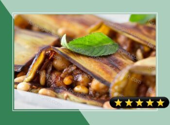 Roasted Eggplant With Spiced Chickpeas (Moussaqa) recipe