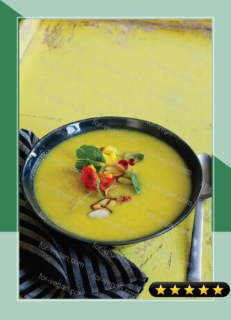 Summer Squash, Corn, and Saffron Soup recipe