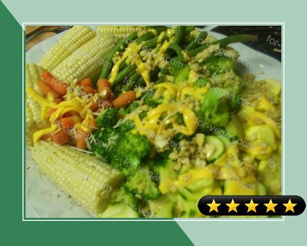Steamed Vegetable Platter With Lemon Garlic Dressing recipe
