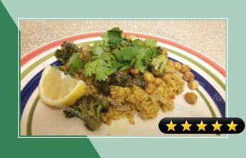 Vickys Spiced Quinoa / Cous Cous with Chickpeas and Broccoli recipe