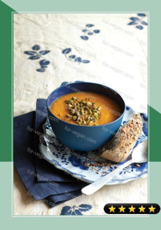Curried Carrot Soup with Roasted Pistachios recipe