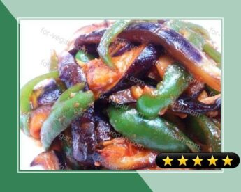 Eggplant & Green Pepper Gochujang Stir-fry recipe