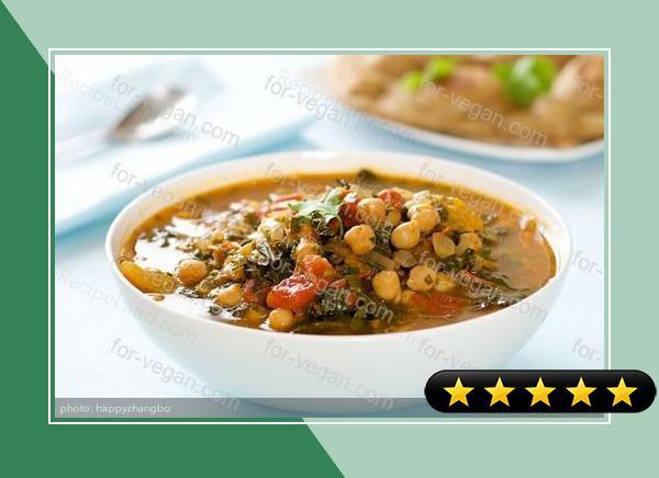 Chickpea, Kale and Tomato Soup with Cilantro recipe