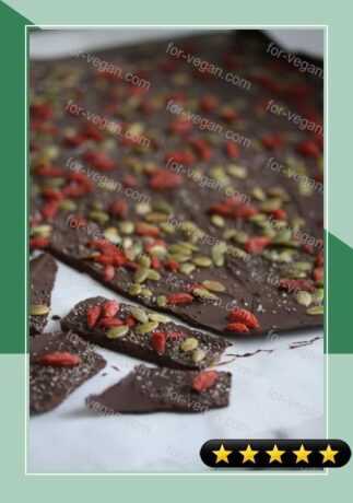 Dark Chocolate Beauty Bark with Chia Seeds, Pepitas and Goji Berries recipe