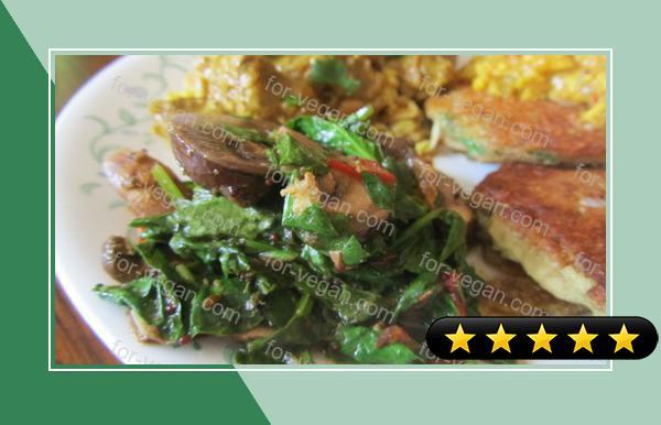 Leafy Greens Curry With Mushrooms (Vegan) recipe