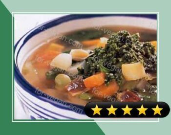 Vegetable Soup with Basil and Garlic Sauce recipe