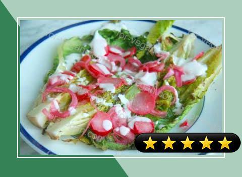 Charred Romaine Salad with Pickled Radishes recipe