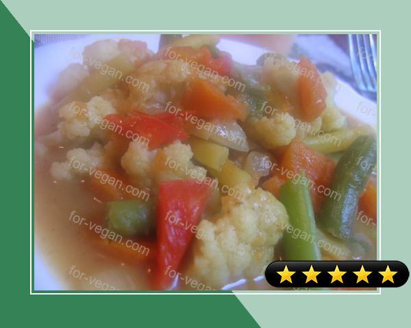 Curried Sweet Potatoes Cauliflower and Green Beans recipe