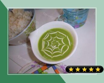 Halloween Spider Web Green Pea Soup recipe