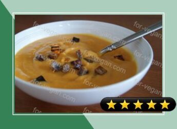 Sweet Potato-Vanilla-Ginger Soup with Potato Croutons recipe