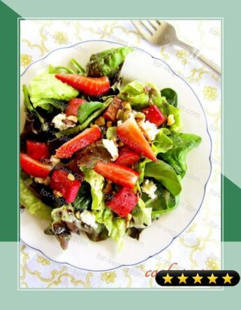 Rhubarb, Strawberry and Walnut Salad with Balsamic Vinaigrette recipe