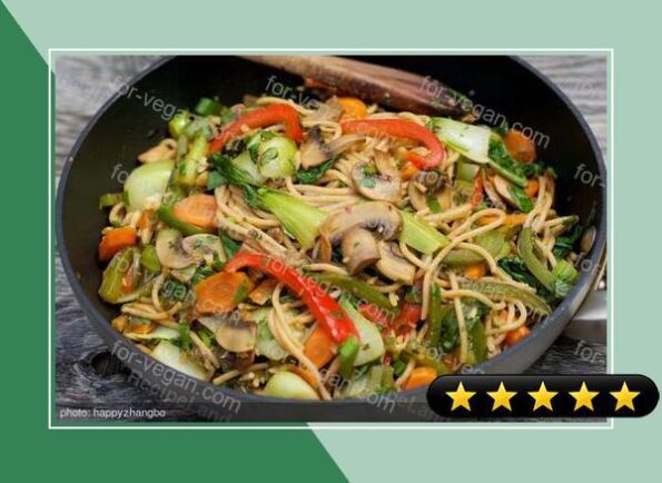 Chinese Stir-Fried Bok Choy with Spaghetti recipe