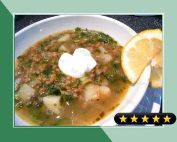 Spinach, Lemon and Lentil Soup recipe