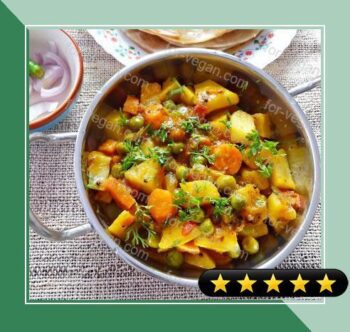 Dry Potato, Carrot and Pea Curry recipe