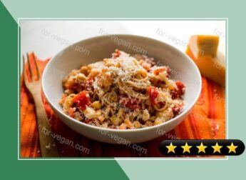 Quinoa Spaghetti With Cauliflower, Almonds, Tomatoes and Chickpeas recipe