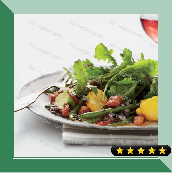 Grilled Green Bean Salad with Lentil Vinaigrette recipe