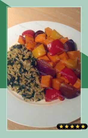 Vickys Spinach Pilaf and Spicy Roast Veg, Gluten, Dairy, Egg & Soy-Free recipe