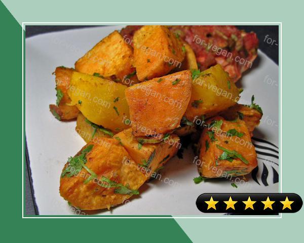 Core Spicy Sweet Potatoes With Tangy Lime and Cilantro recipe