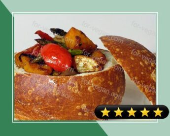 Roasted Vegetables in a Bread Bowl recipe