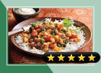 Vegetarian Curry with Spinach, Tomato and Chick Peas recipe