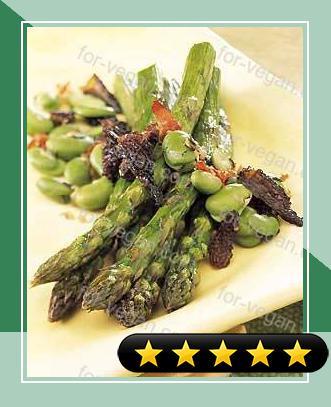 Roasted Asparagus with Fresh Favas and Morels recipe
