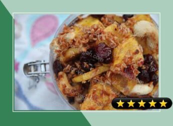 Plantain chips and dried cranberries in coconut and chilli recipe recipe