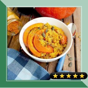 Vegan Quinoa Risotto Quinotto with Roasted Pumpkin, Chickpeas and Saffron recipe