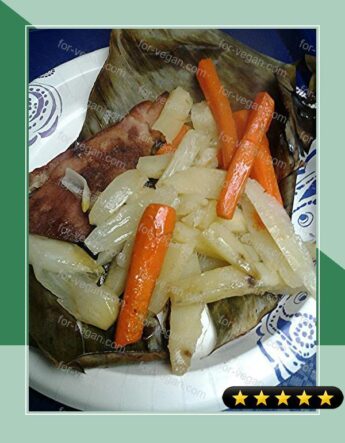 Potatoes and carrots roasted in banana leaf recipe