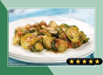 Roasted Brussels Sprouts with Sun-Dried Tomato Pesto recipe