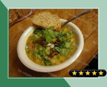 Smoky Bean Soup With Lemon-Pea Coulis and Sesame Flavored Shiita recipe
