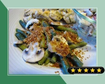 Green Beans With Mushrooms and Crisp Onion Crumbs recipe