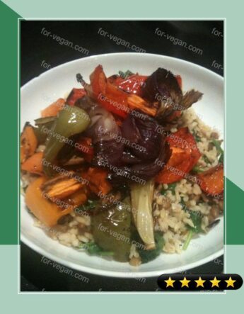 Roast Vegetables with Spiced Rice & Lentils recipe