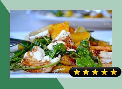 Spinach and Arugula Peach Caprese Salad recipe