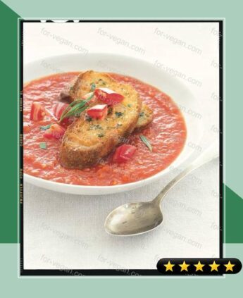 Chilled Tomato-Tarragon Soup with Croutons recipe