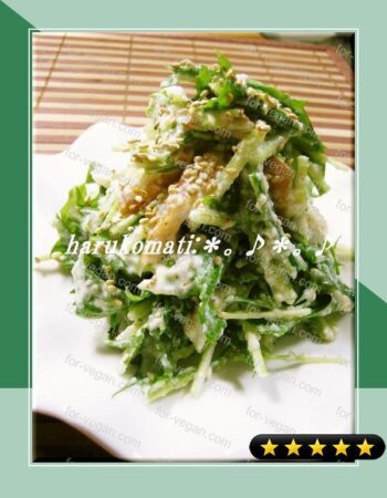 Delicious Mizuna Salad with Tofu Dressing recipe