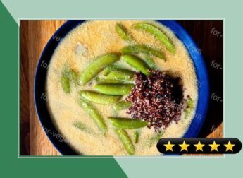 Garlic Soup With Quinoa and Snap Peas recipe
