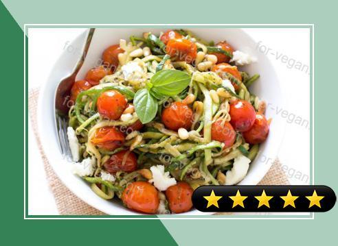 Zucchini Noodles with Blistered Tomatoes and Pesto recipe
