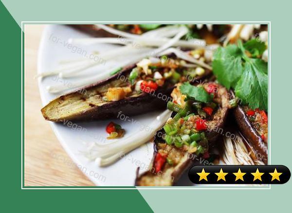 Ching-He Huang's Grilled Aubergine with Chinese Salsa Verde Recipe recipe