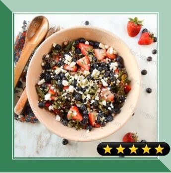 Kale Strawberry Blueberry Salad with Champagne Vinaigrette recipe
