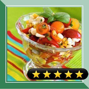 Tomato, Basil, and Corn Salad with Apple Cider Dressing recipe