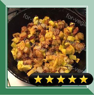 Fried Yellow Squash with Potatoes and Onions recipe