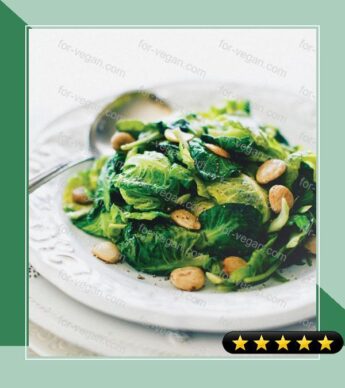 Brussels Sprout Leaf and Baby Spinach Saute recipe