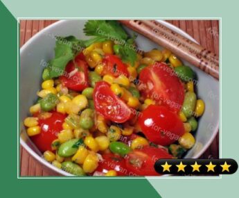 Corn With Tomatoes and Edamame Beans recipe