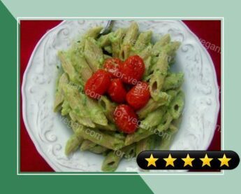 Creamy Avocado Pasta with Roasted Grape Tomatoes recipe
