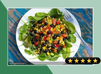 Blueberry, Roasted Corn, Soy Bean and Arugula Salad recipe