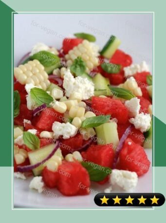 Cucumber, Watermelon and Roasted Corn Salad recipe