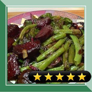 Beet Greens and Green Beans with Tomato and Onion recipe