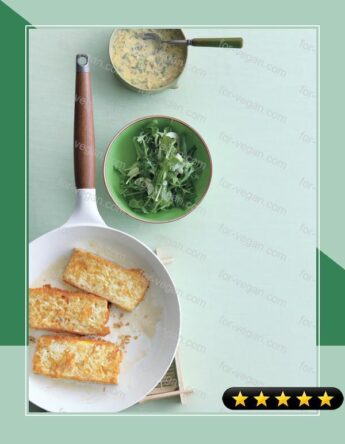 Panfried Tofu with Romano-Bean and Herb Salad recipe