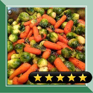 Baby Carrots And Brussels Sprouts Glazed With Brown Sugar and Pepper recipe